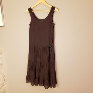 THEORY Silk Cotton Brown Boho Dress XS P
